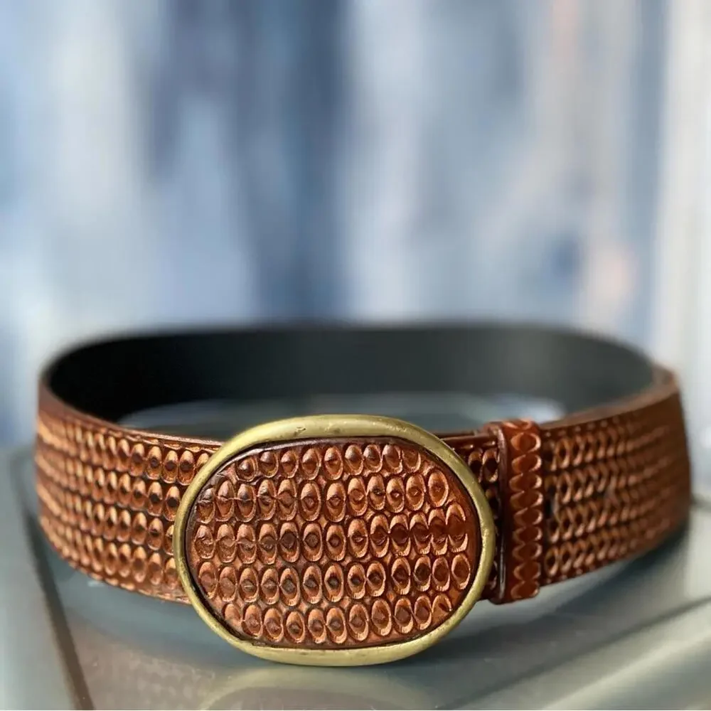 NWOT ALEXIS FASOLI Barcelona Brown Leather Belt 32"- 37" - Picture 1 of 10